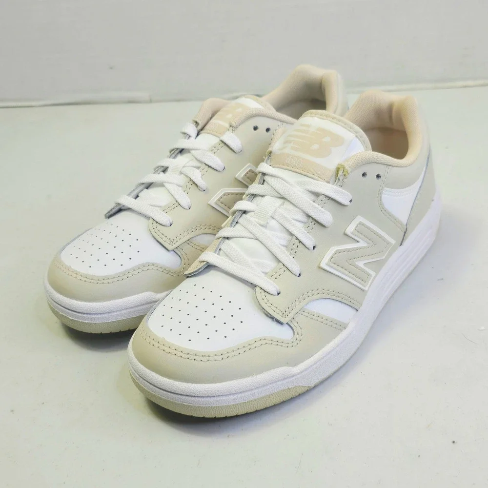 New Balance Kids 480 Sneakers Size 3 White Beige PSB480LB Low Top Athletic Shoes
